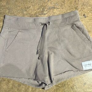 Calvin Klein, size small, tan, sweat shorts with draw string